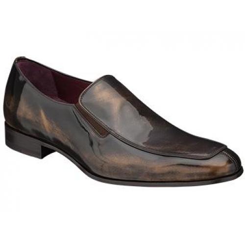 Mezlan "Marone" Brown Genuine Luminized, Marbleized Hand-Finished Calfskin Shoes